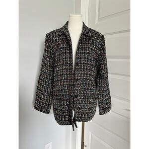 Vtg Sag Harbor Black Blazer Rainbow Tweed Women Size 12 retro Corpcore Career